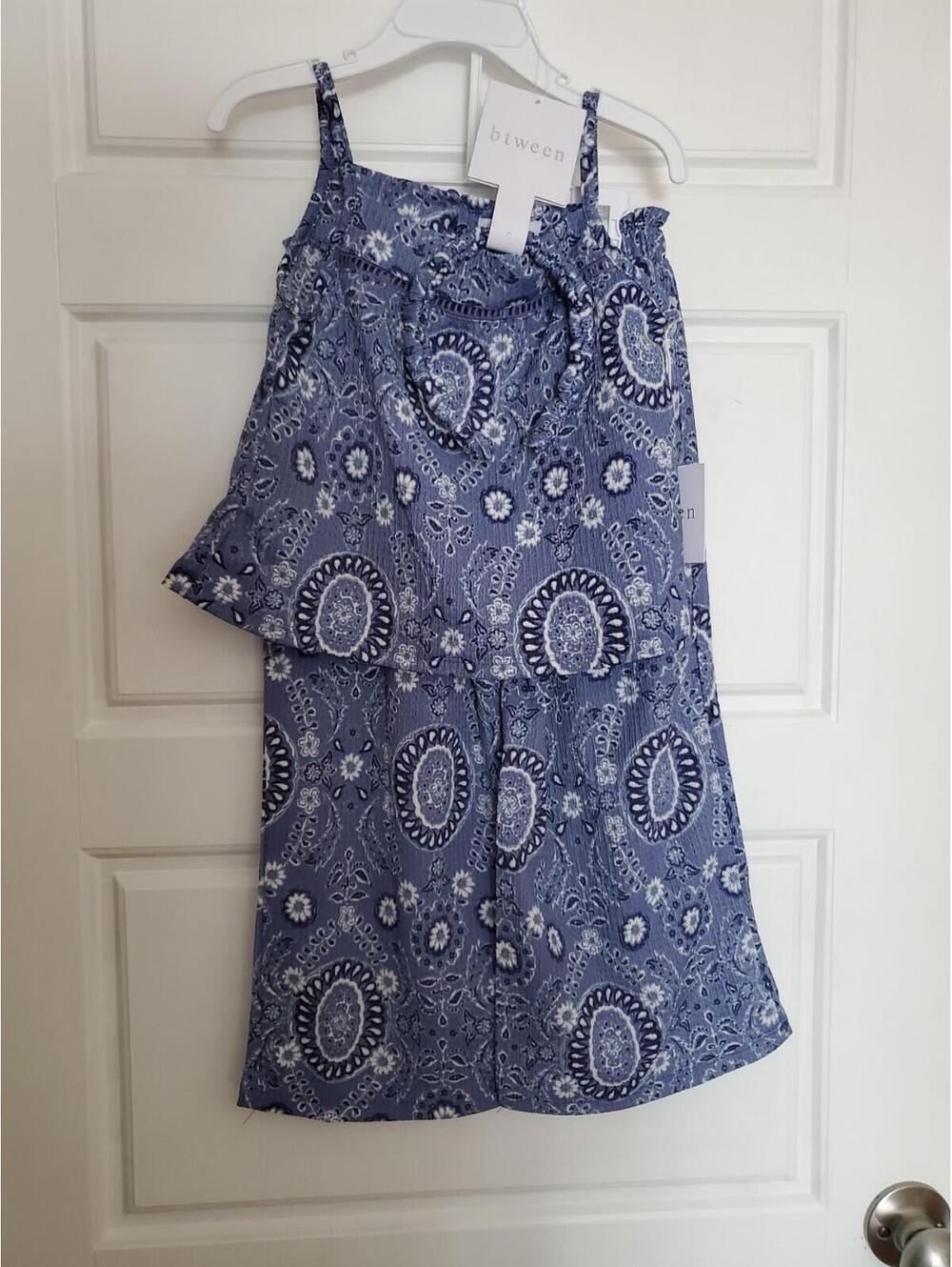 Girls Btween Blue Floral Tank/pants With headband Sz 4